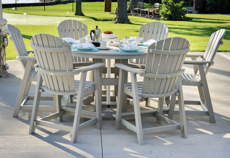 Island Poly 60" Round Counter Table Set