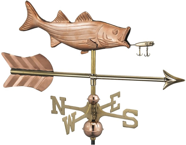 Cottage Size Bass with Lure with Arrow Weathervane