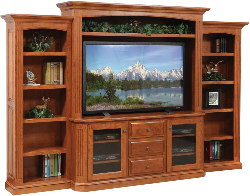 Burnell Entertainment Center with Side Bookcases