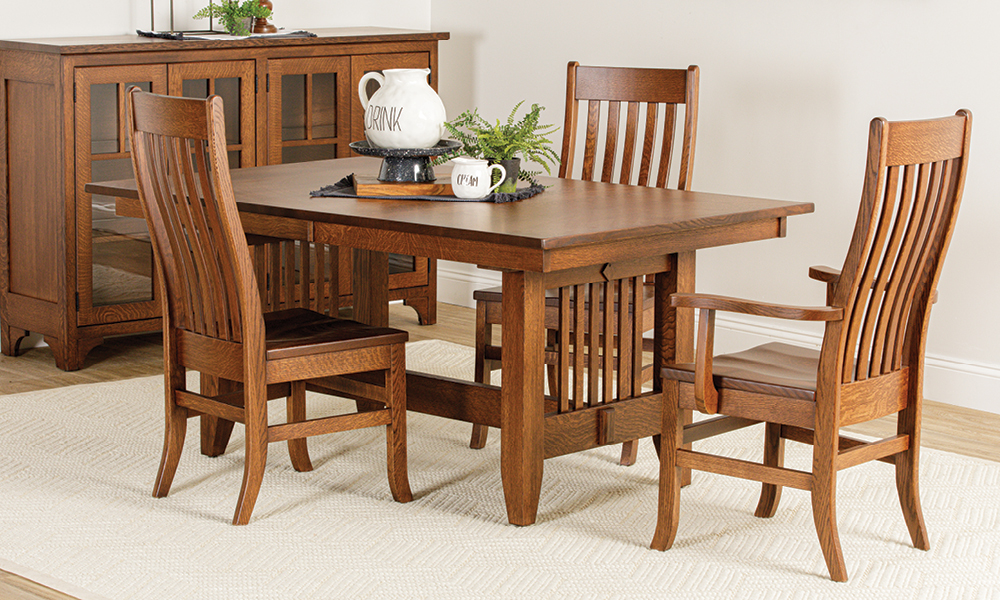 Mission Trestle Dining Table, Midland Chairs